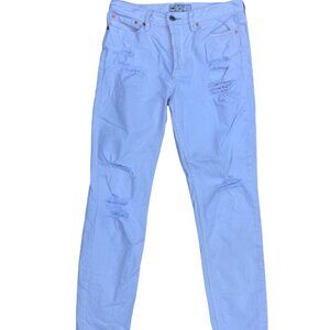 FREE PEOPLE FP White Distressed Denim Jeans Women's 27 Button Fly Ripped Skinny 